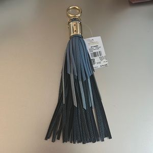 Micheal kors French blue leather tassel charm